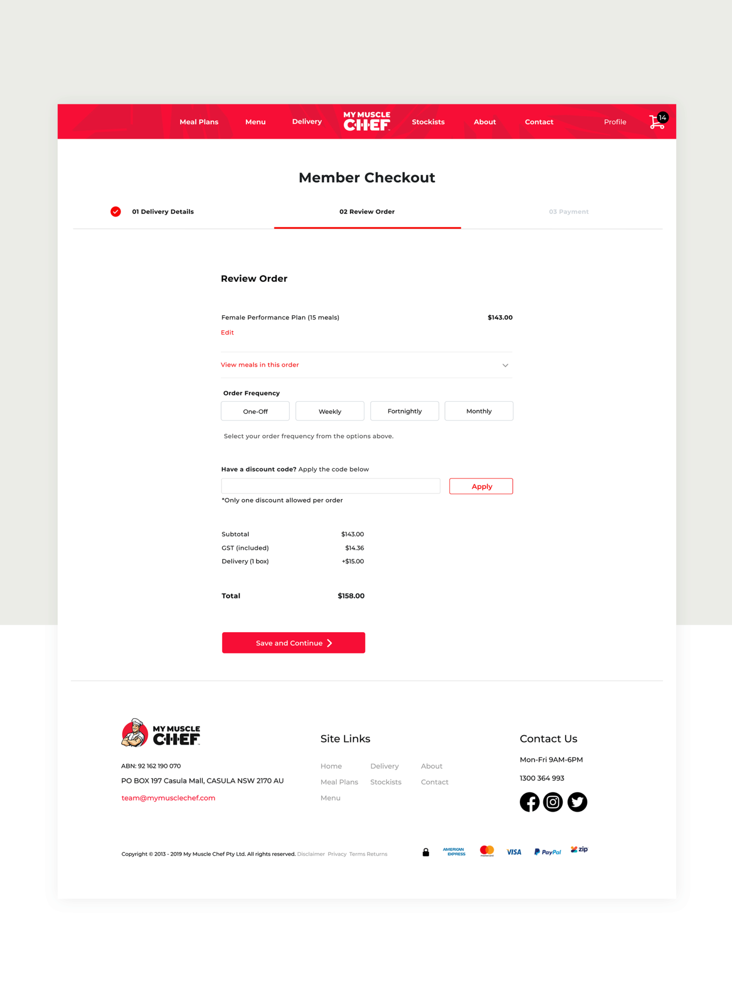 My Muscle Chef Checkout Step 2