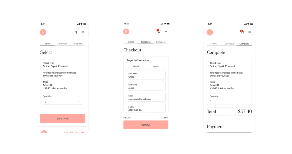 Checkout mobile views