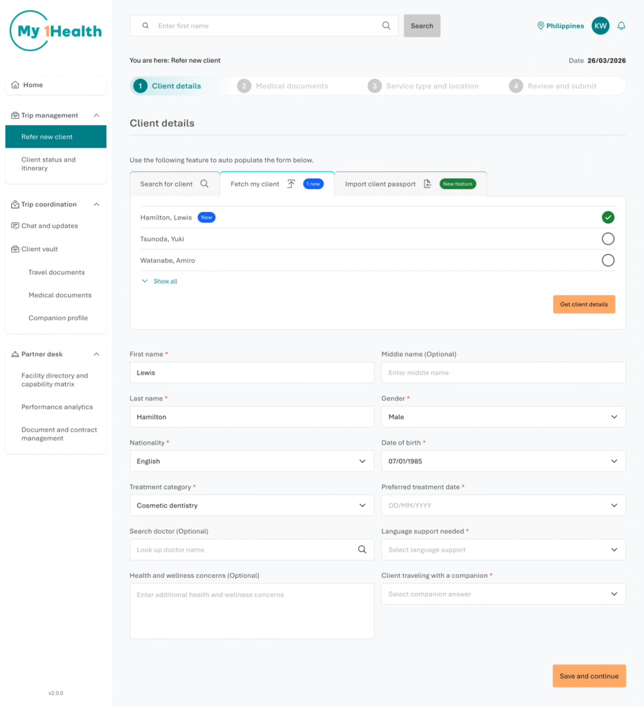 My1Health- Client Details